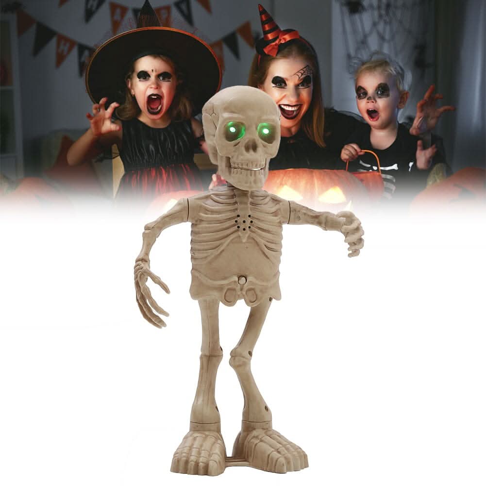 Animated Singing &amp; Dancing Skeleton with Light-Up Effects – Halloween Scene Decoration