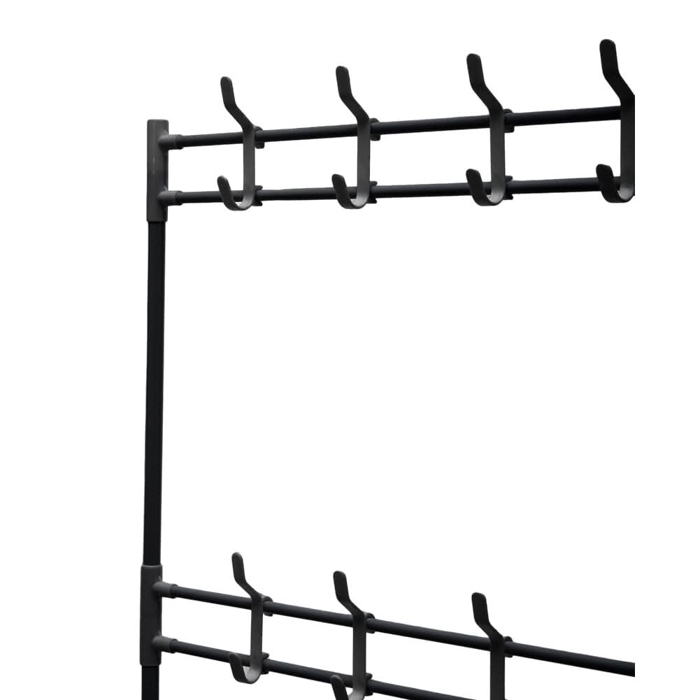 Modern 4-Tier Coat and Shoe Rack with Hooks - Black