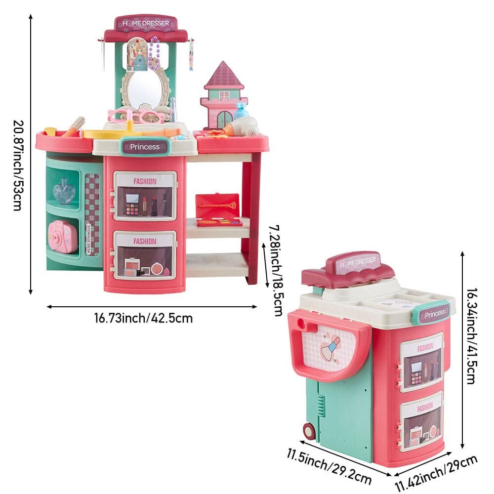 Fun Bucket-Shaped Toy Storage Vanity Table
