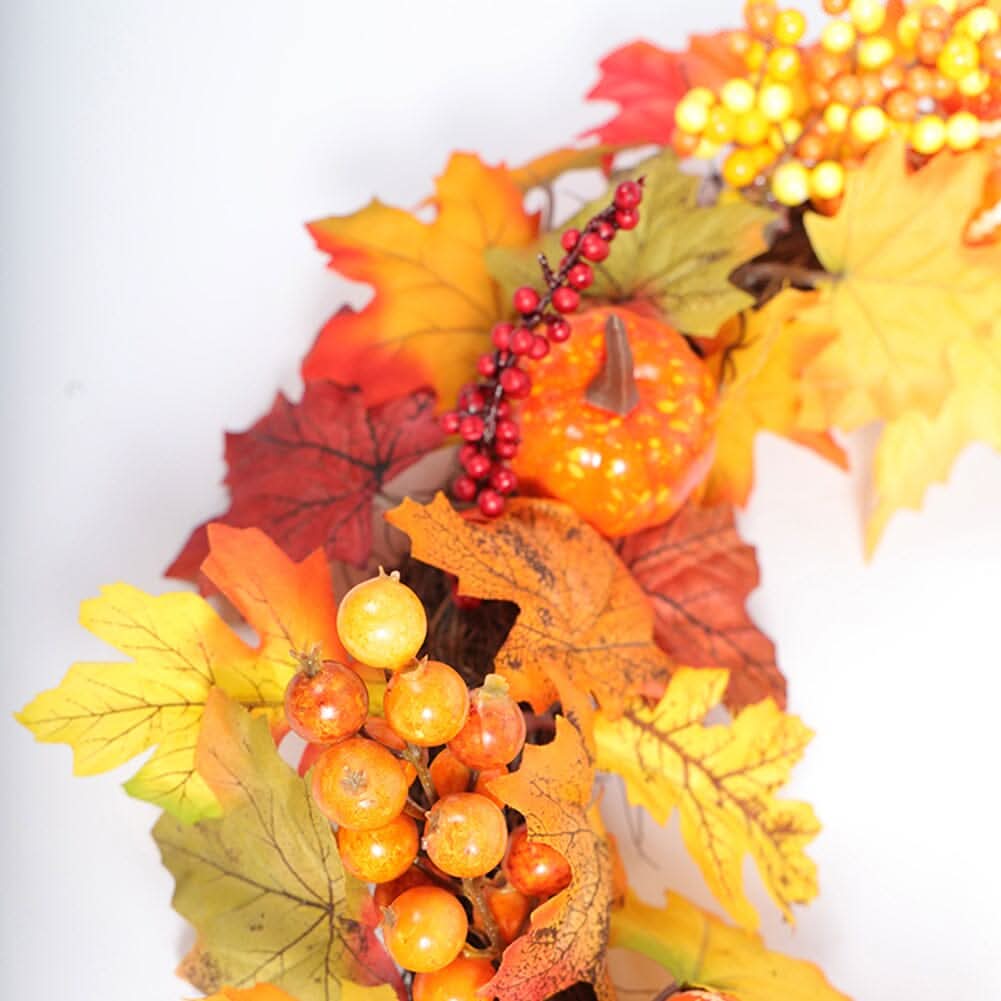 Autumn Harvest Pumpkin & Maple Leaf Wreath – 50cm Seasonal Door Decoration