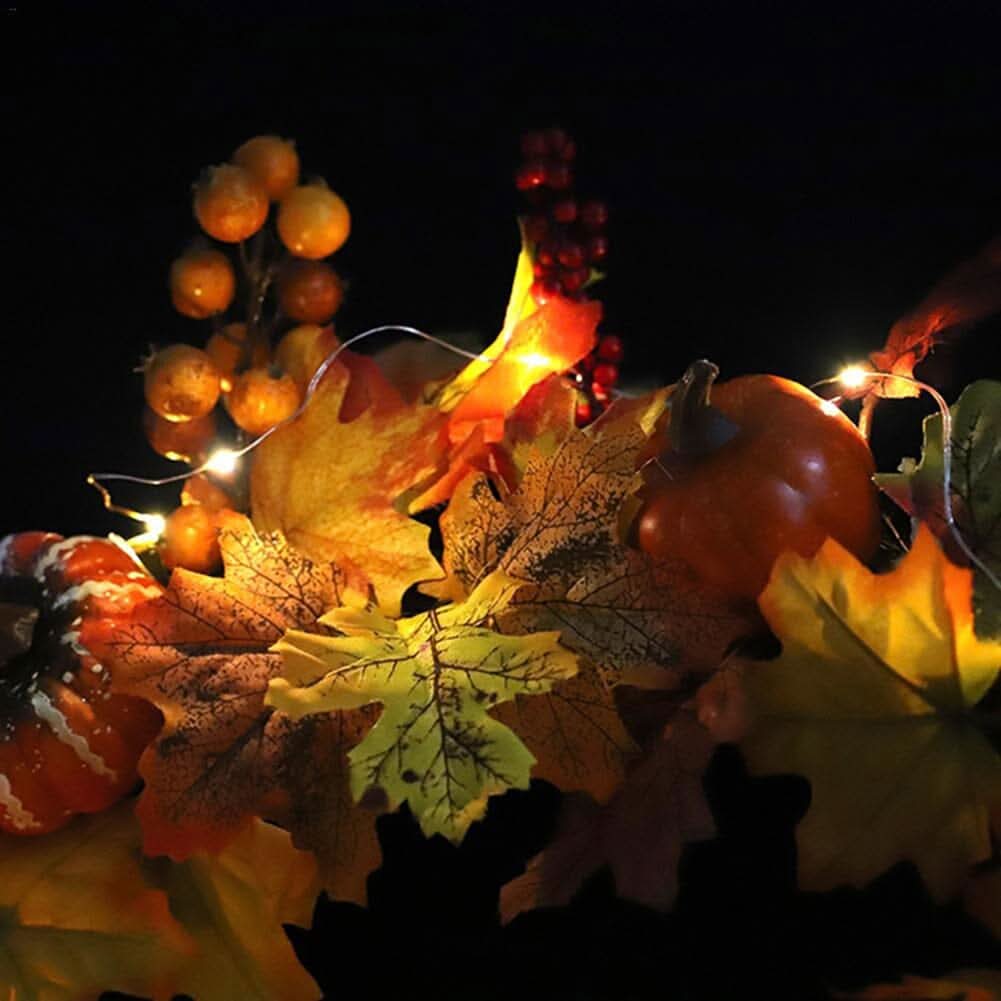 Autumn Harvest Pumpkin & Maple Leaf Wreath – 50cm Seasonal Door Decoration