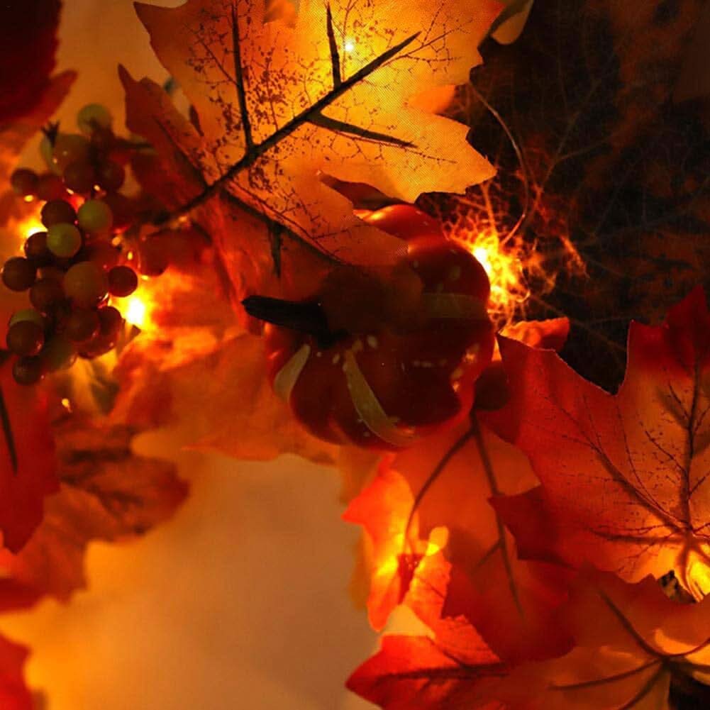 Autumn Harvest Pumpkin & Maple Leaf Wreath – 50cm Seasonal Door Decoration