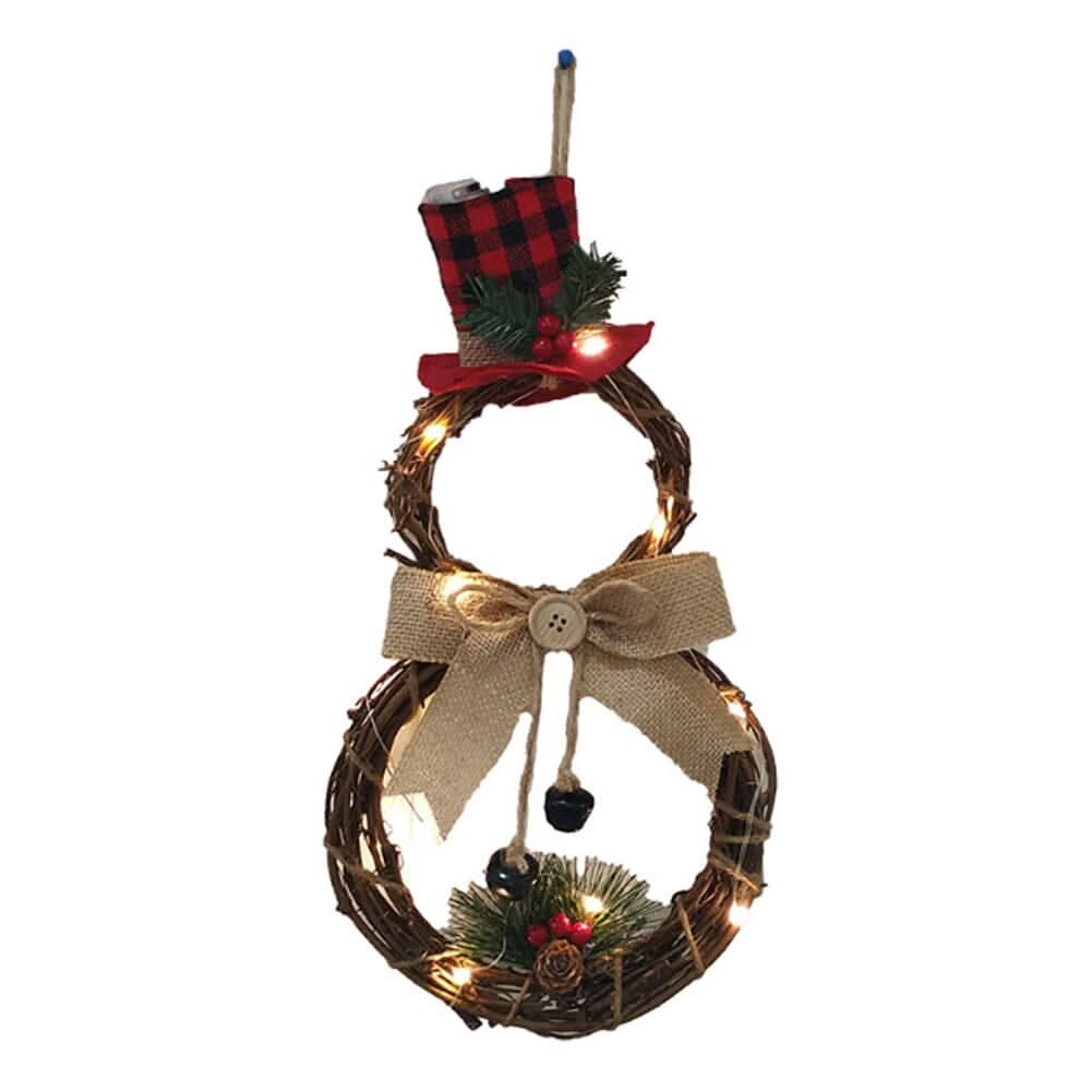 ‍Christmas Snowman Wreath 40x20cm with LED Lights (100% off)