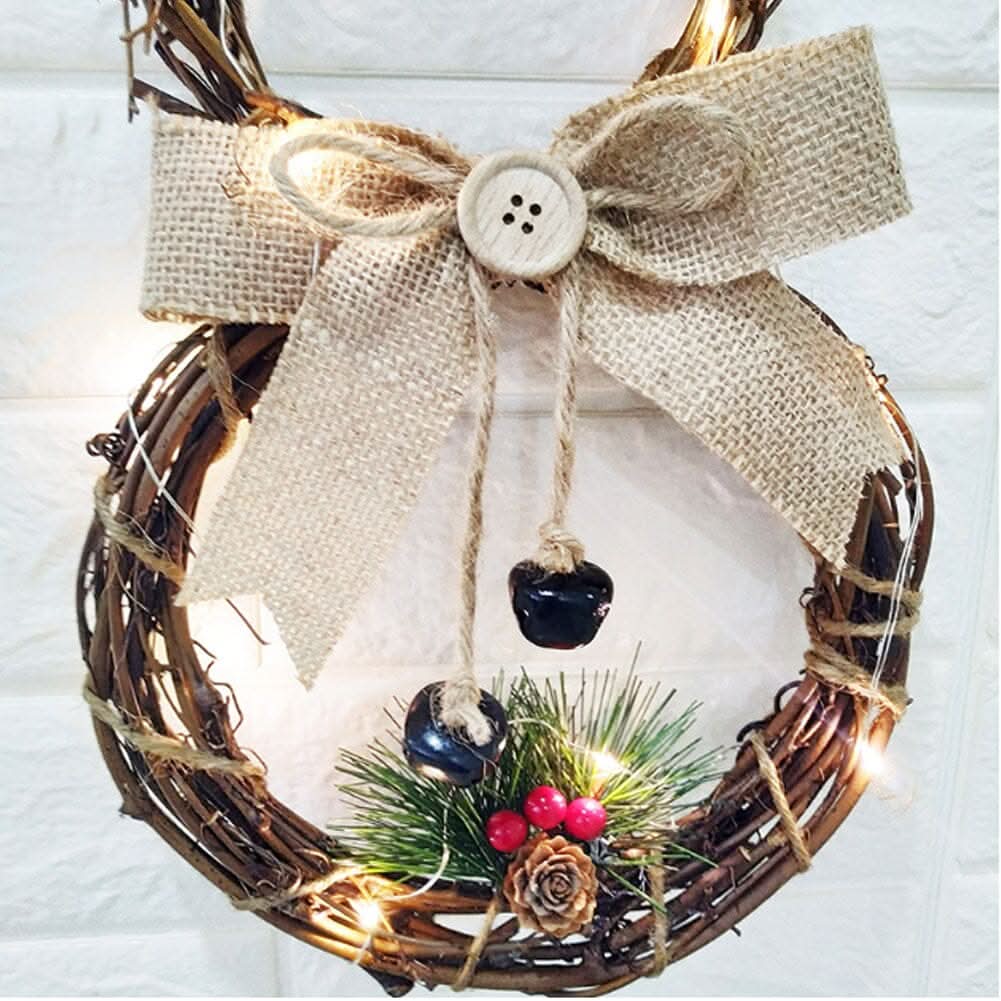 Christmas Snowman Wreath 40x20cm with LED Lights