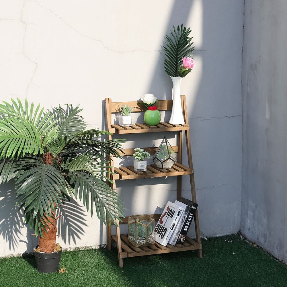 3 Tier Wooden Flower Stand Plant Display Shelf Storage Rack Pot Holder Outdoor