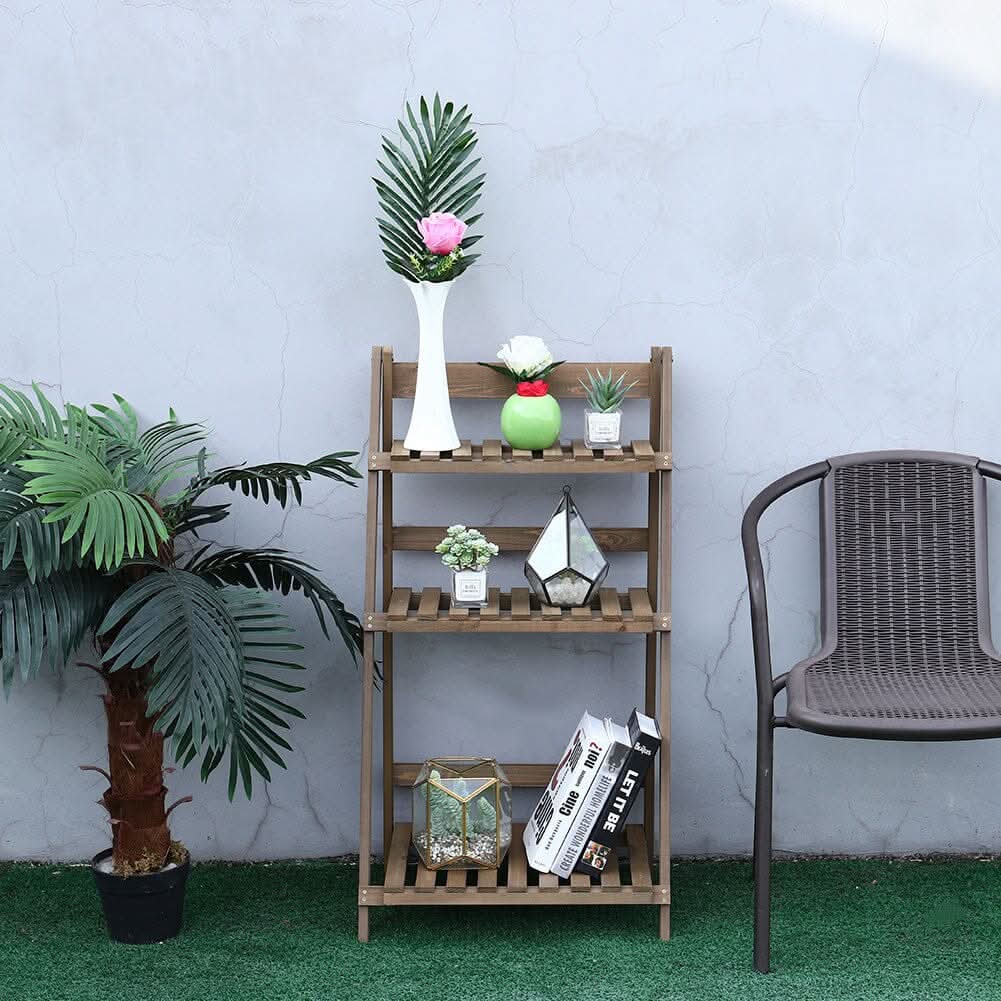 3 Tier Wooden Flower Stand Plant Display Shelf Storage Rack Pot Holder Outdoor