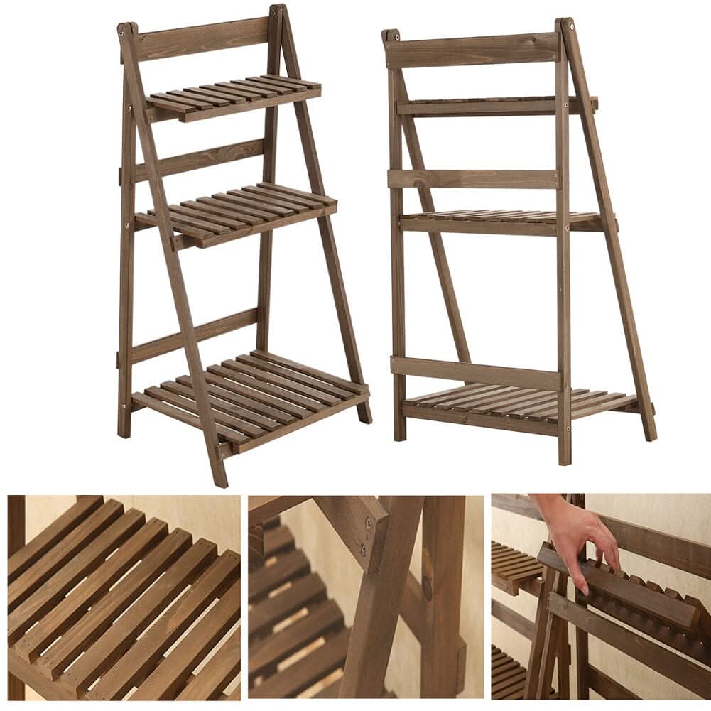 3 Tier Wooden Flower Stand Plant Display Shelf Storage Rack Pot Holder Outdoor