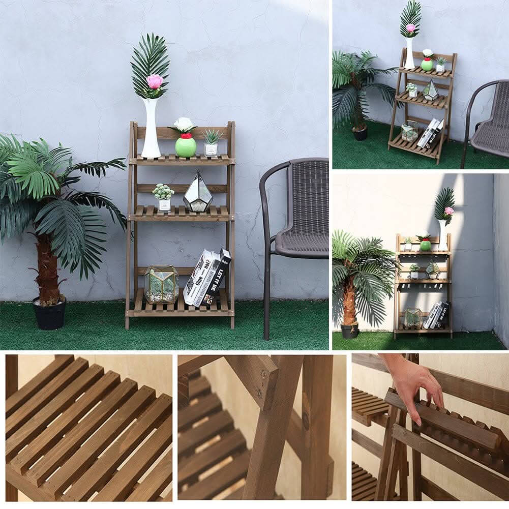 3 Tier Wooden Flower Stand Plant Display Shelf Storage Rack Pot Holder Outdoor