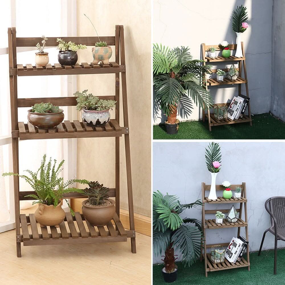 3 Tier Wooden Flower Stand Plant Display Shelf Storage Rack Pot Holder Outdoor
