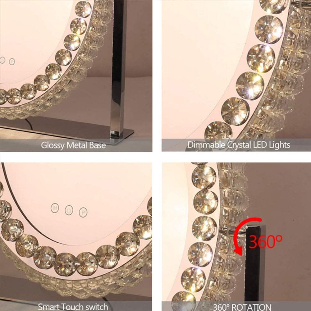 51cm H Hollywood LED Oval Makeup Mirror with Luxury Crystal