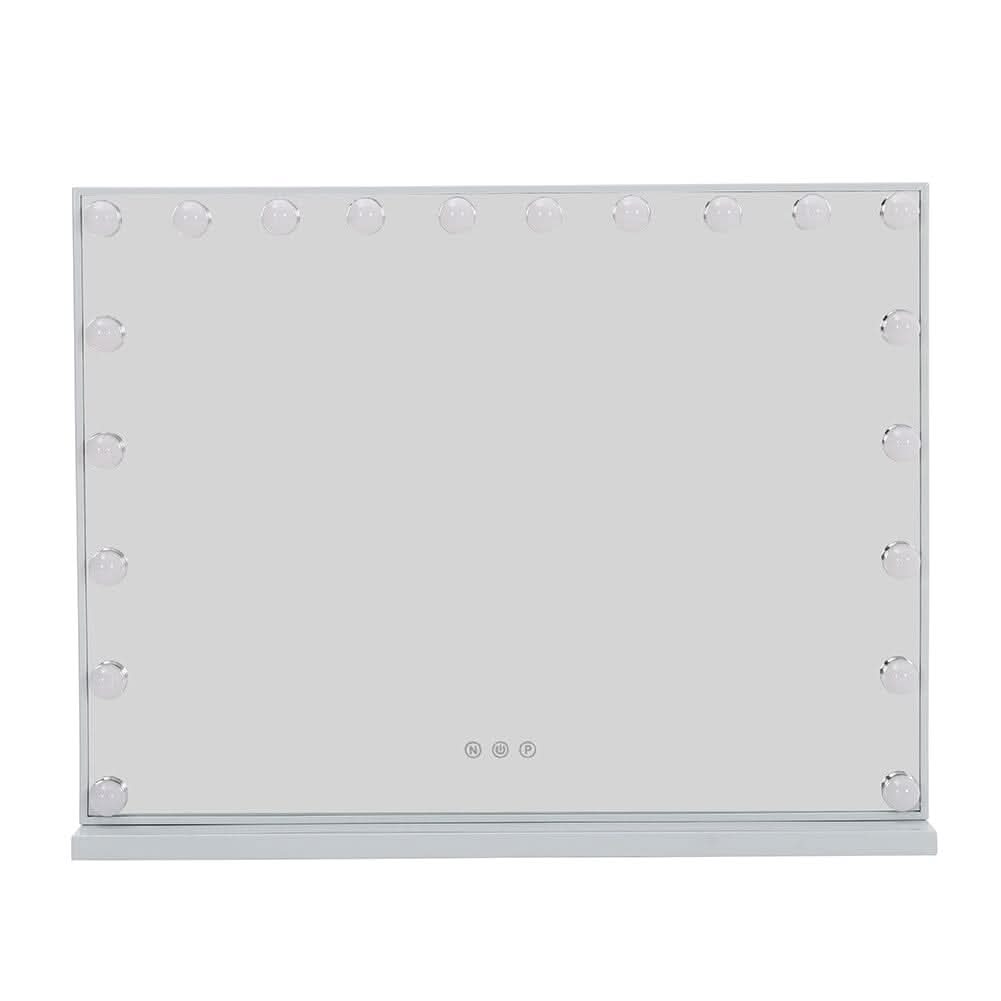 Hollywood Style Lighted Rectangular Makeup Mirror with Base