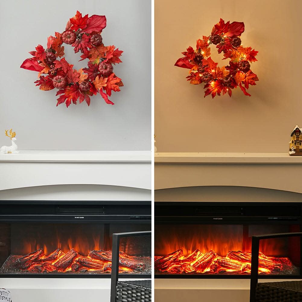 Fall Maple Leaf Pumpkin Wreath Artificial Wreath Front Door Decoration