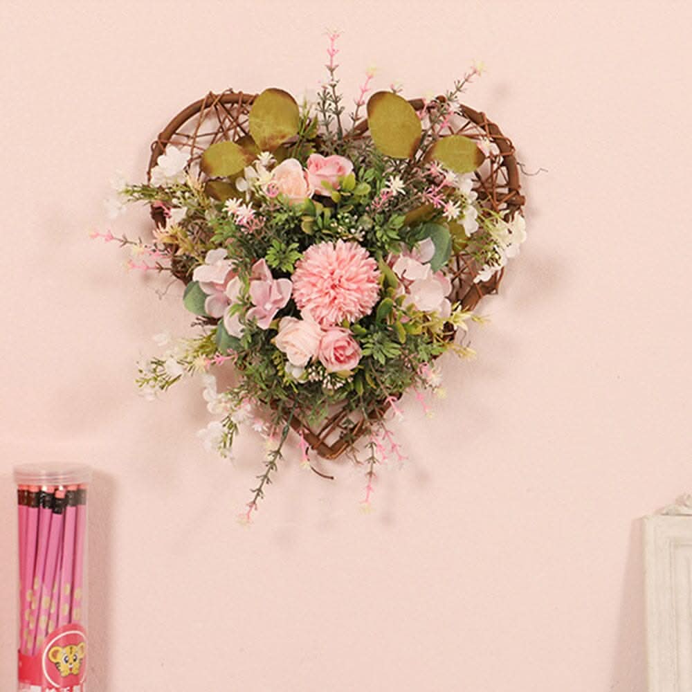 Rustic Assorted Flowers Heart-shaped Wreath Wedding Decoration