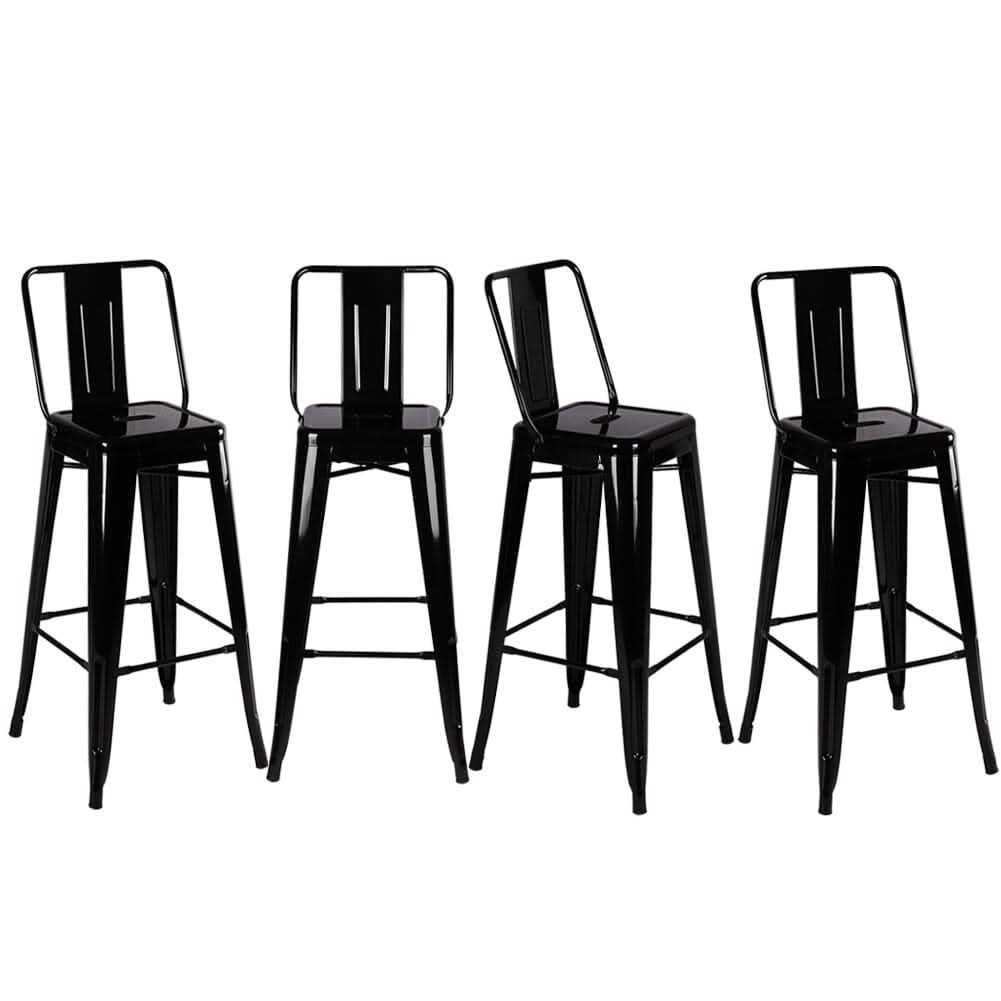 Set of 4 Metal Bar Stool Industrial Style High Chair