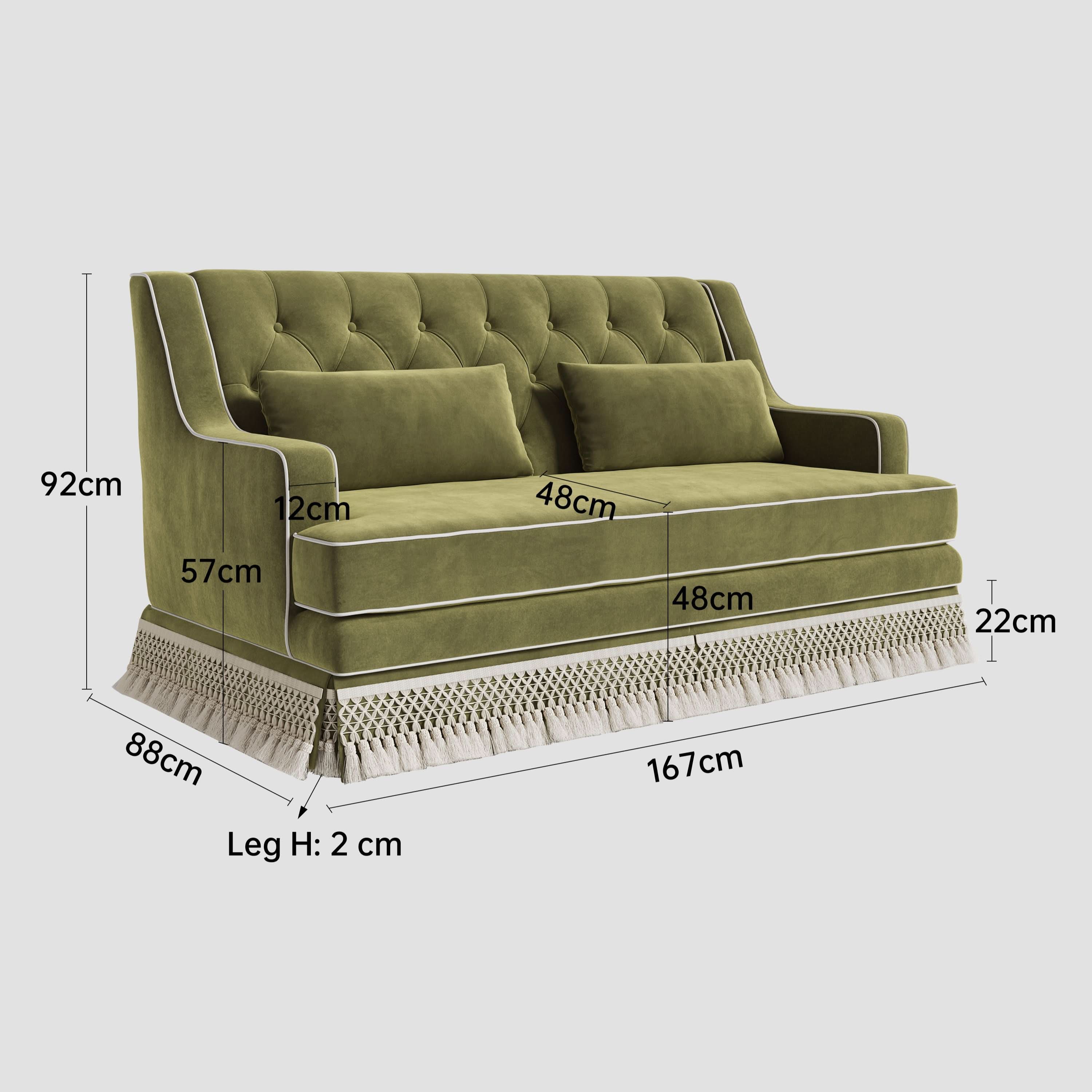 Cottonfy Fringe Skirt Sofa Velvet Linen Comfort Relaxed Living Olive Green Velvet