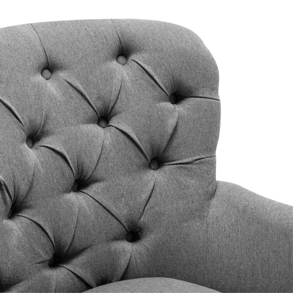 Modern Beige Club Chair Button Tufted Accent Chair