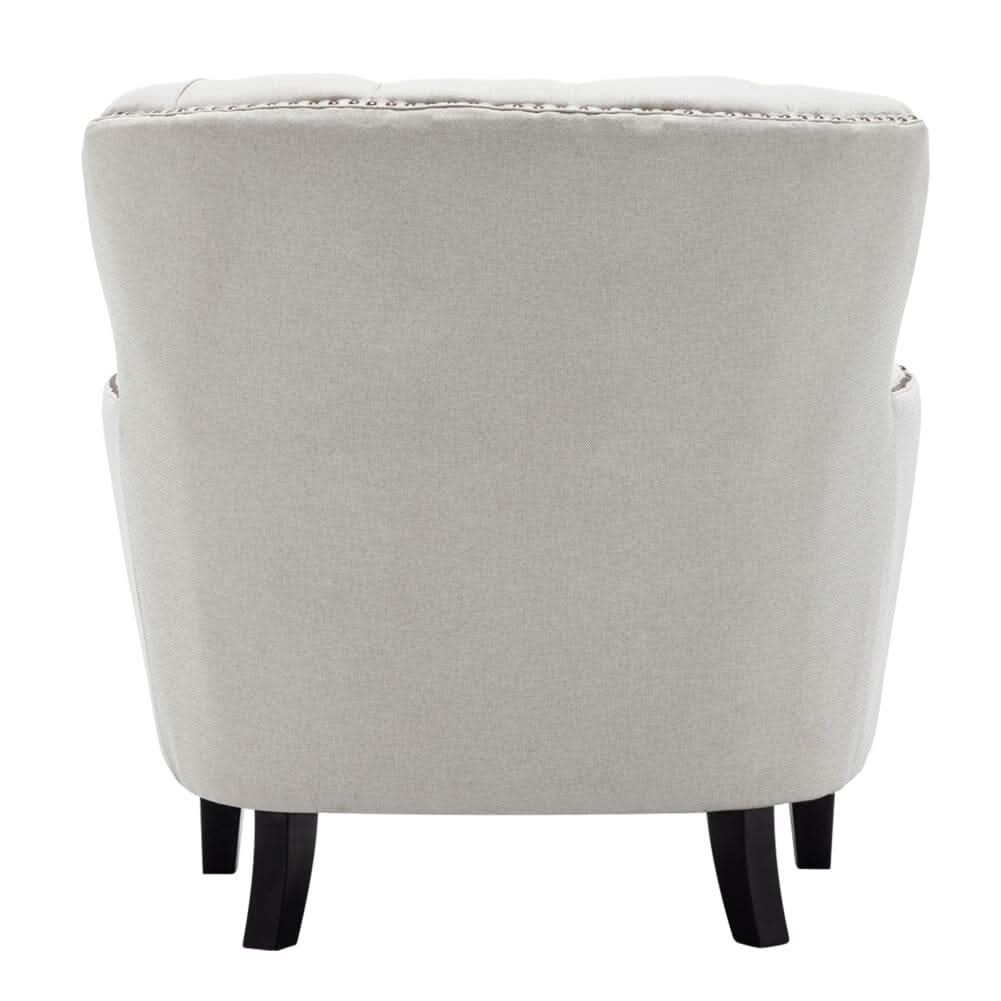 Modern Beige Club Chair Button Tufted Accent Chair