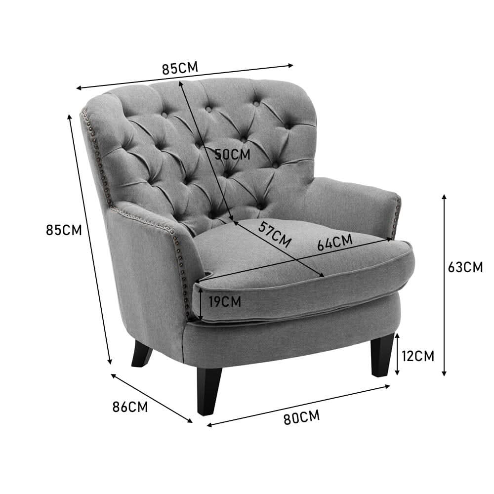 Modern Beige Club Chair Button Tufted Accent Chair