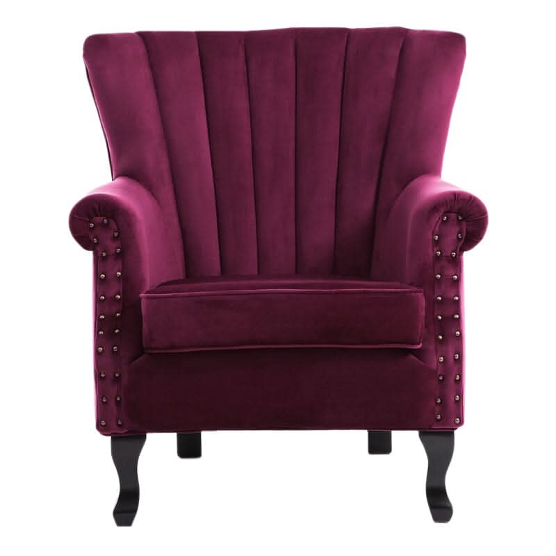 WineRed/Blue Velvet Wingback Chair Upholstered Armchair