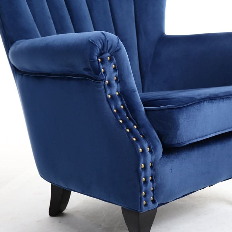 WineRed/Blue Velvet Wingback Chair Upholstered Armchair