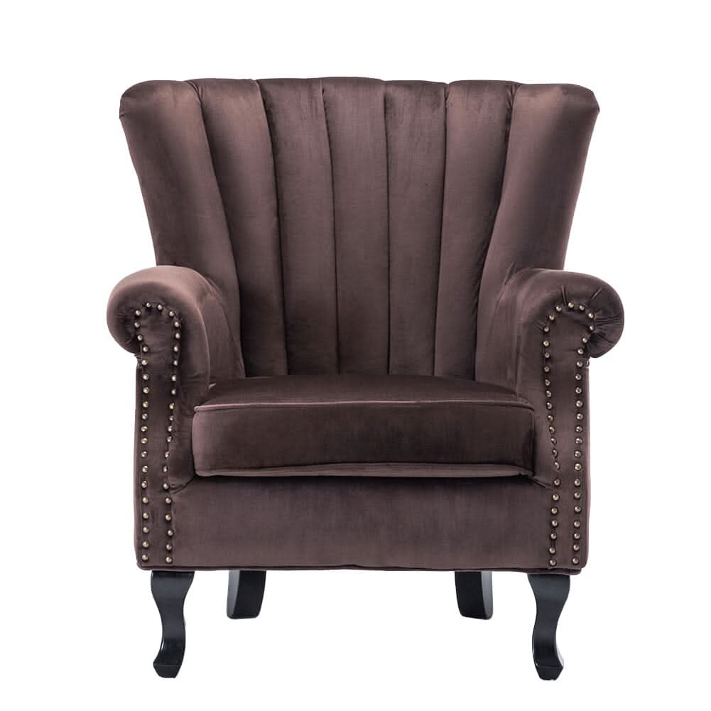 WineRed/Blue Velvet Wingback Chair Upholstered Armchair