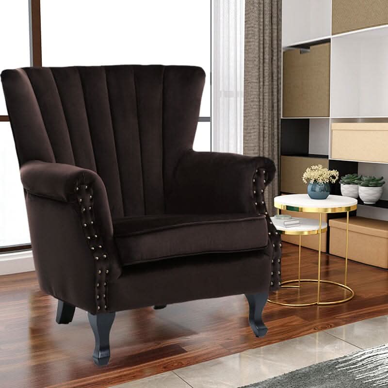 WineRed/Blue Velvet Wingback Chair Upholstered Armchair