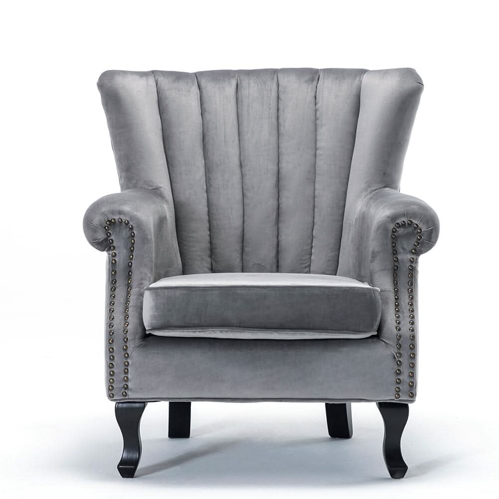 WineRed/Blue Velvet Wingback Chair Upholstered Armchair