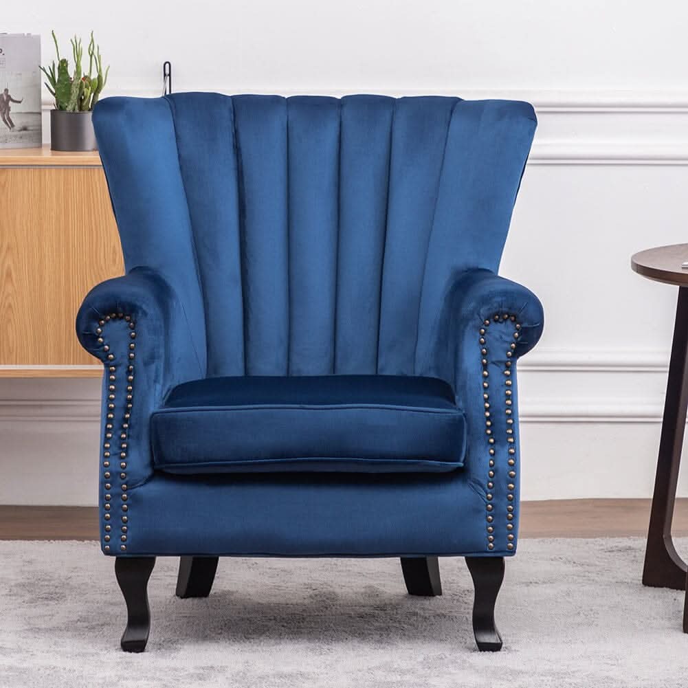 WineRed/Blue Velvet Wingback Chair Upholstered Armchair
