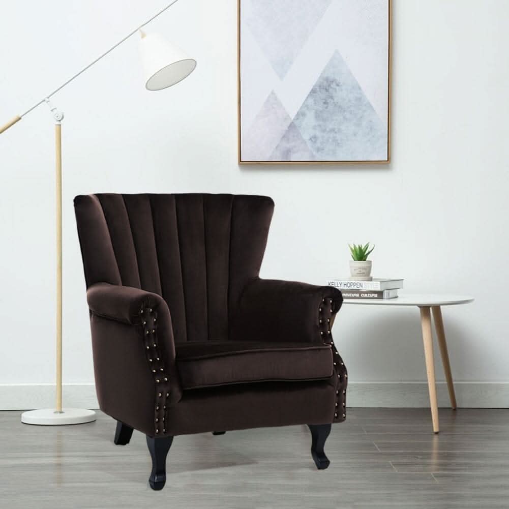 WineRed/Blue Velvet Wingback Chair Upholstered Armchair