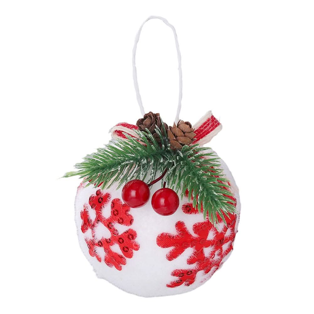 Plaid Fabric Ball Christmas Decoration 8cm