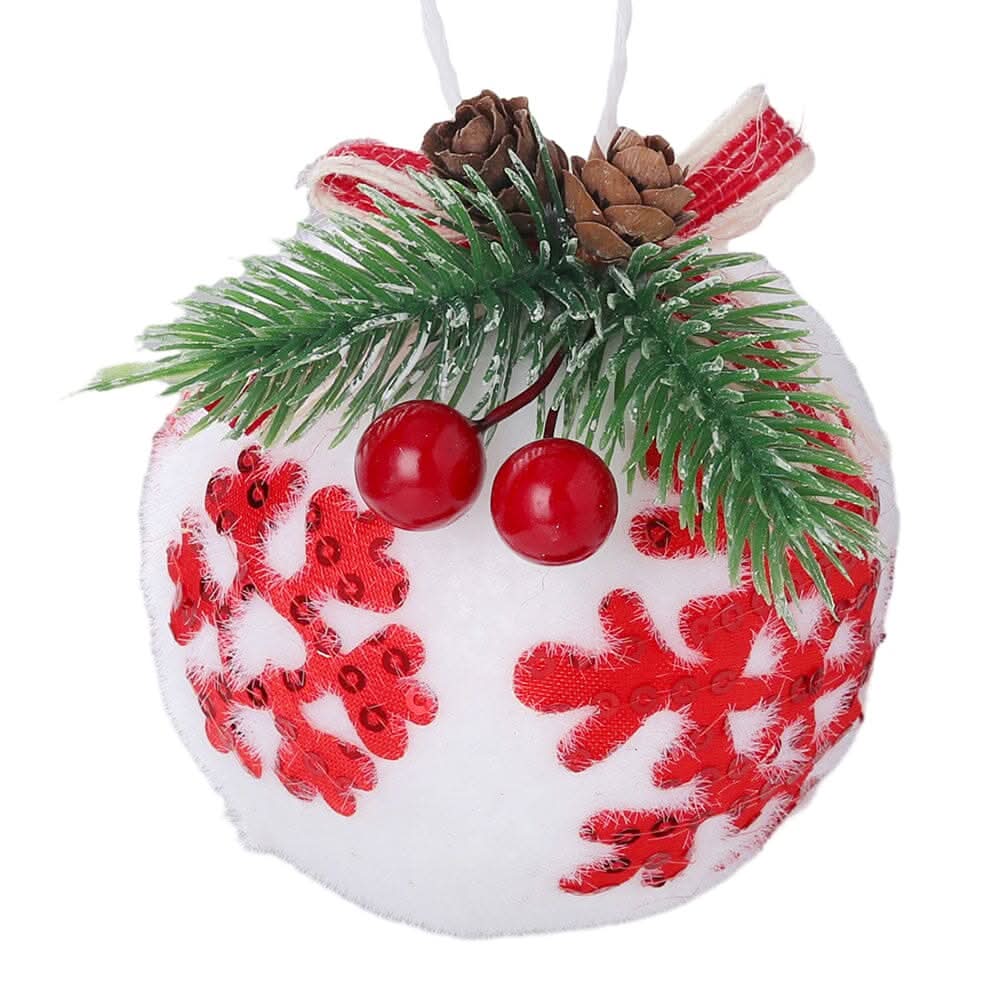 Plaid Fabric Ball Christmas Decoration 8cm