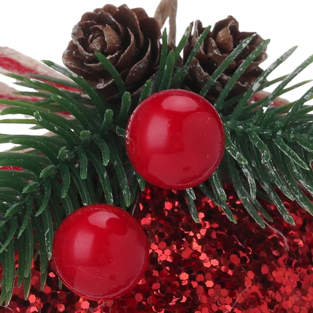 Plaid Fabric Ball Christmas Decoration 8cm
