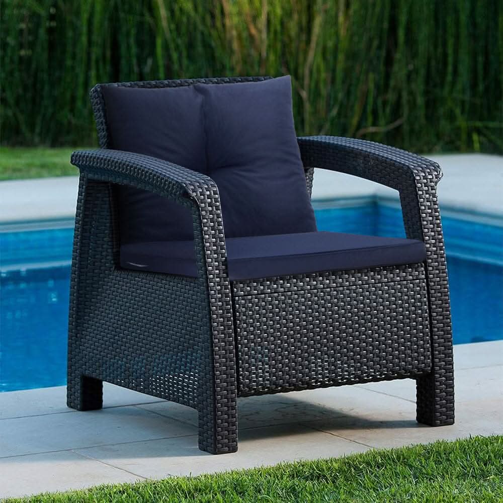 Navy Blue Outdoor Sofa Cushion Set Seat and Back Pillow
