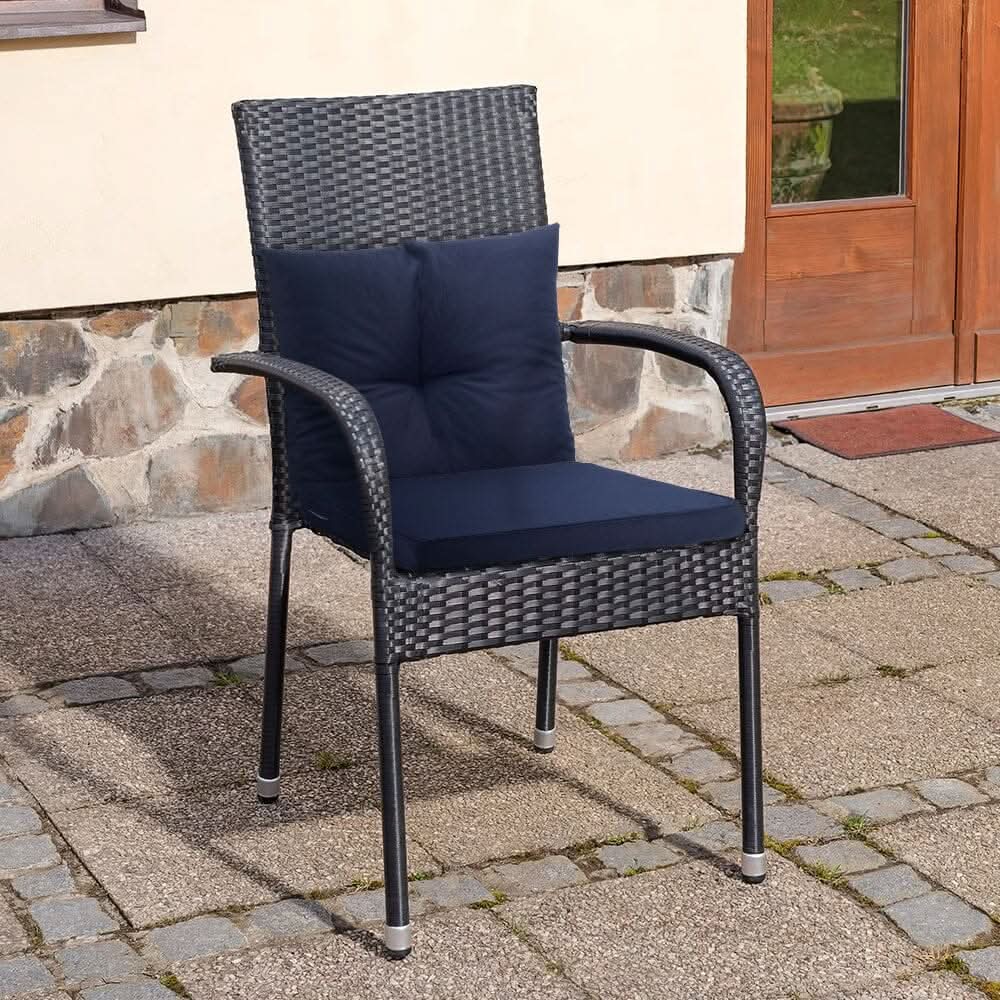 Navy Blue Outdoor Sofa Cushion Set Seat and Back Pillow