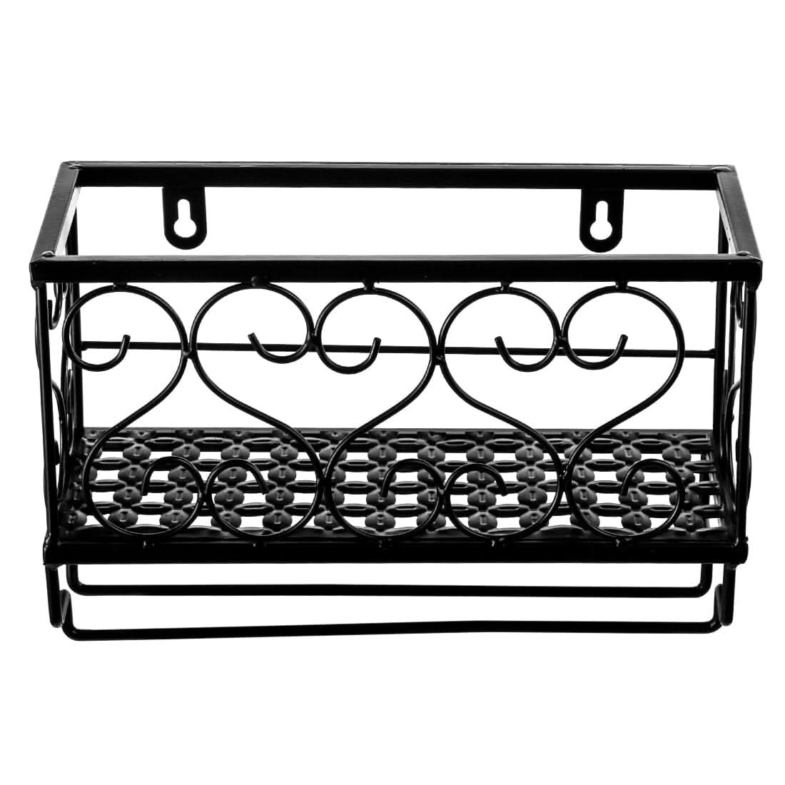 Black European Style Wall Mounted Wine And Glass Rack