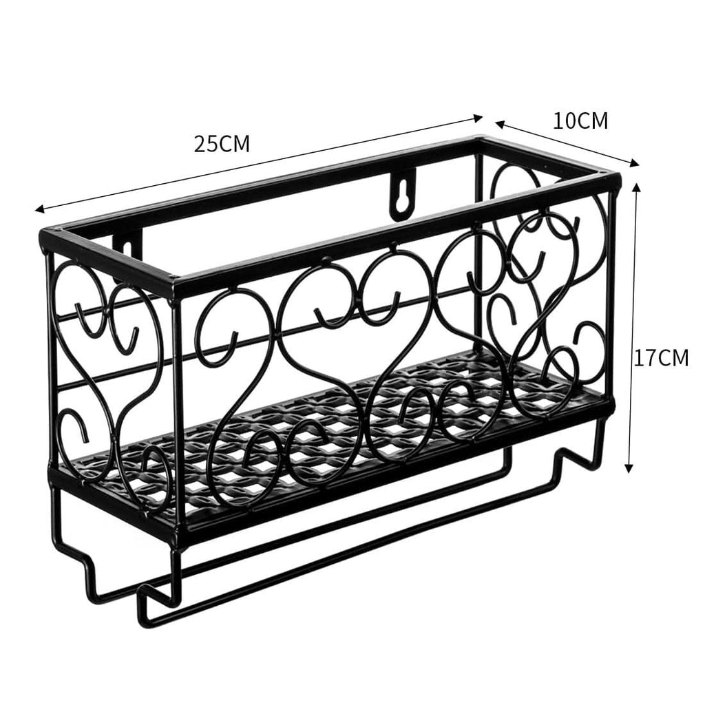 Black European Style Wall Mounted Wine And Glass Rack