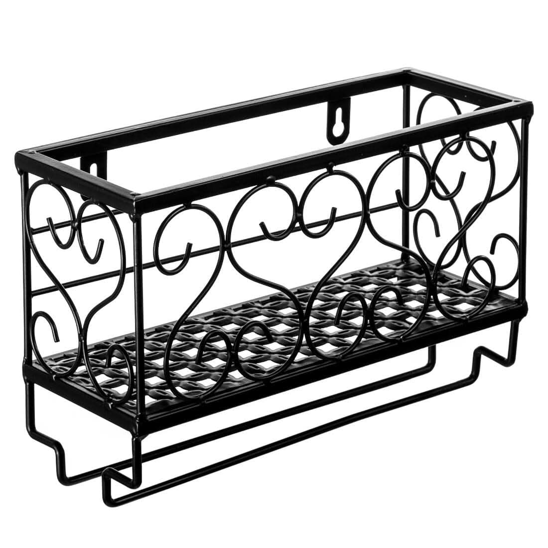 Black European Style Wall Mounted Wine And Glass Rack