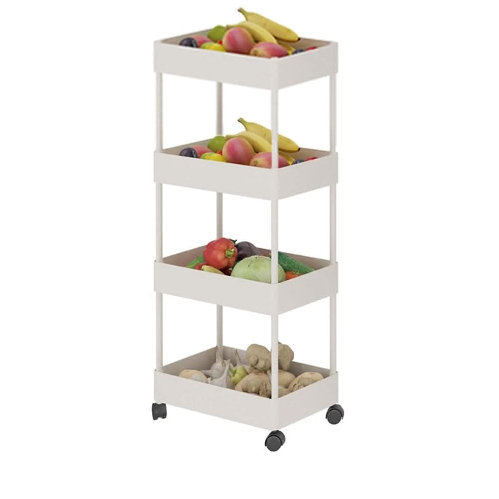 White 4-Tier Slim Rolling Storage Cart with Wheels