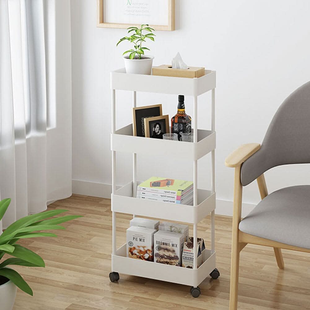 White 4-Tier Slim Rolling Storage Cart with Wheels