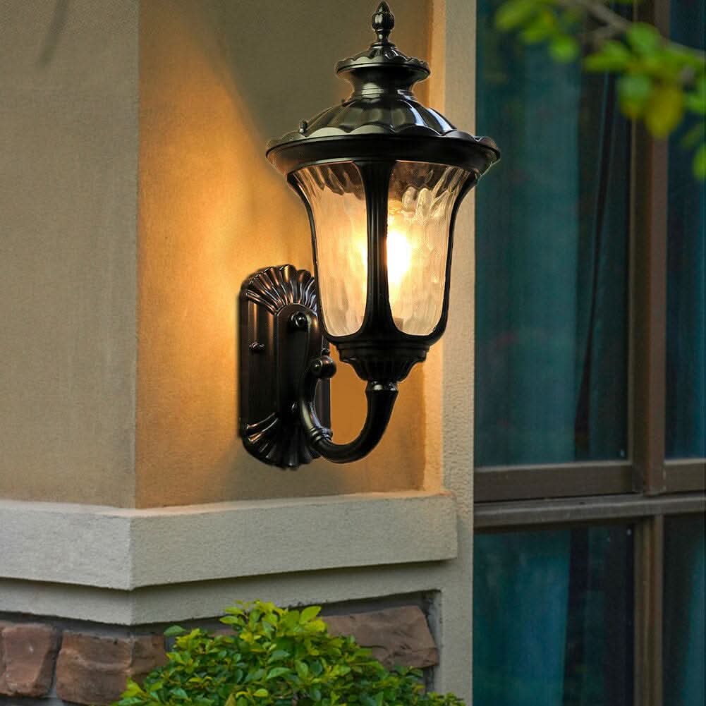 Traditional Textured Black Outdoor Wall Lantern
