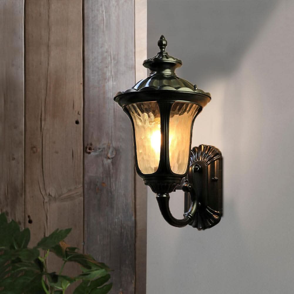 Traditional Textured Black Outdoor Wall Lantern