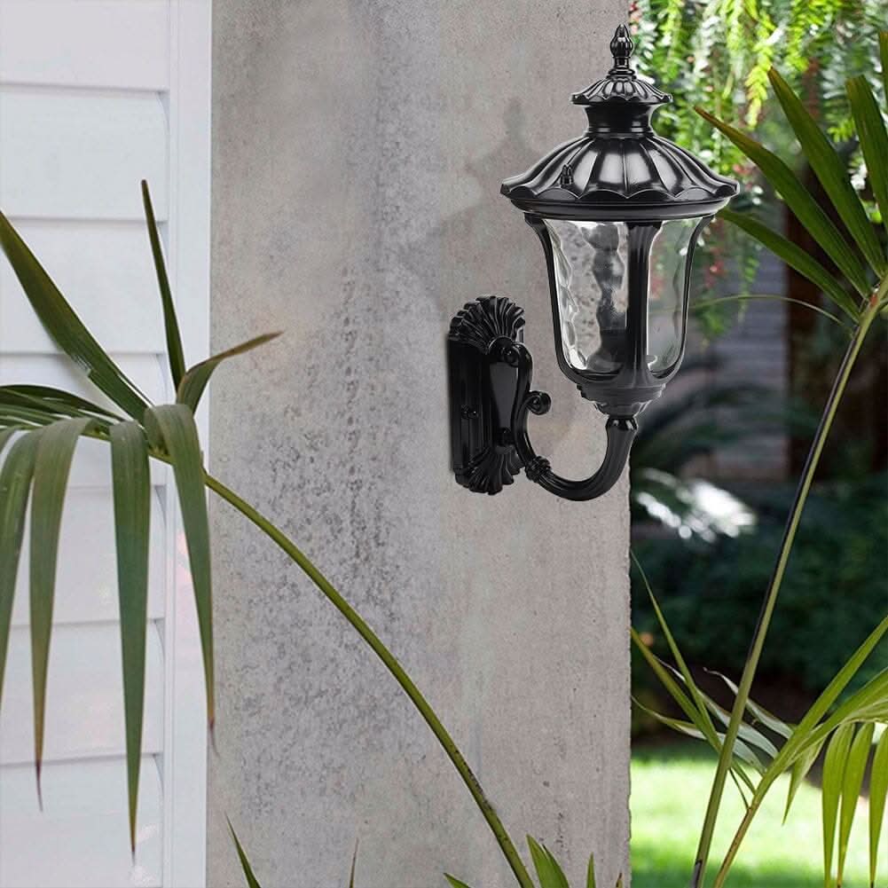Traditional Textured Black Outdoor Wall Lantern