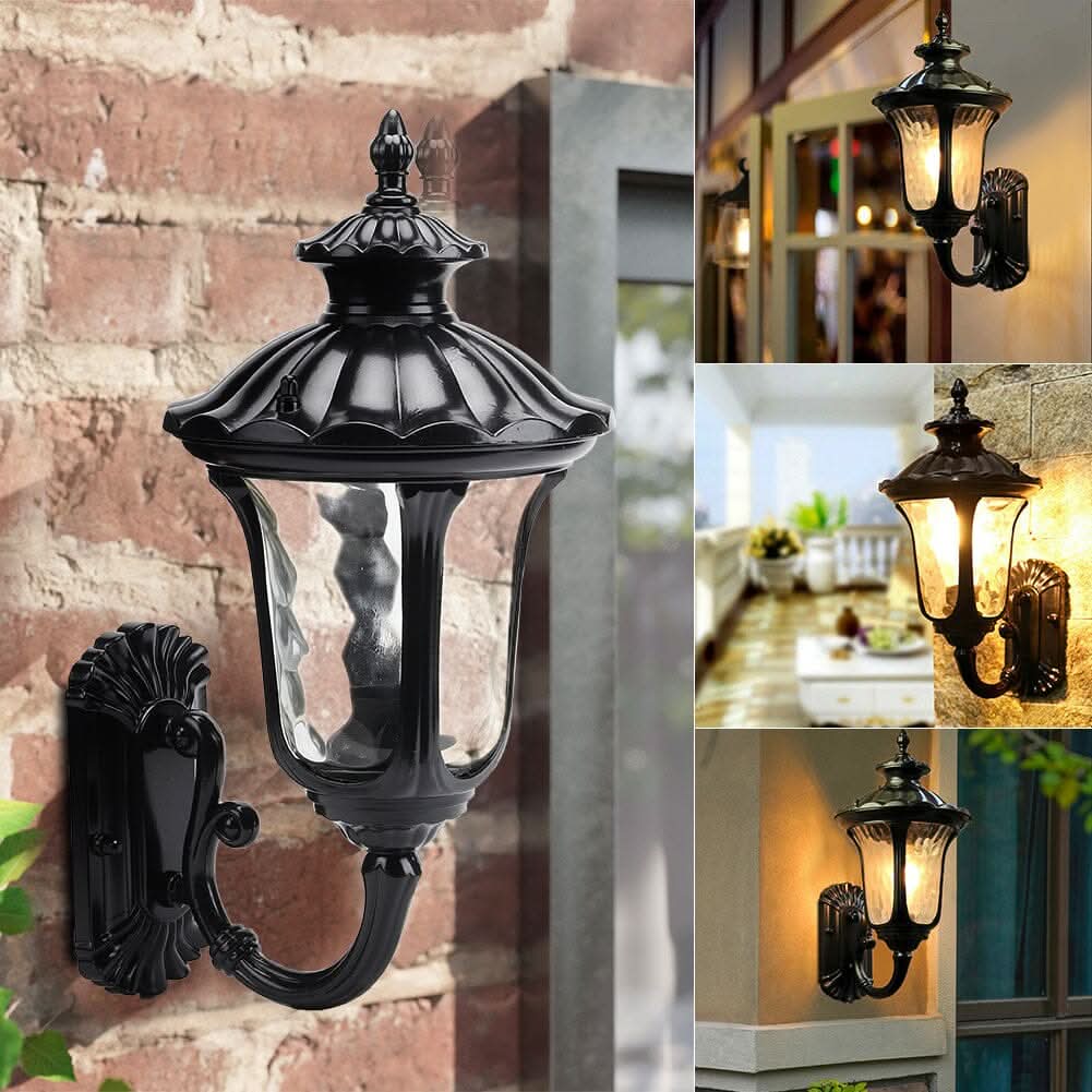 Traditional Textured Black Outdoor Wall Lantern