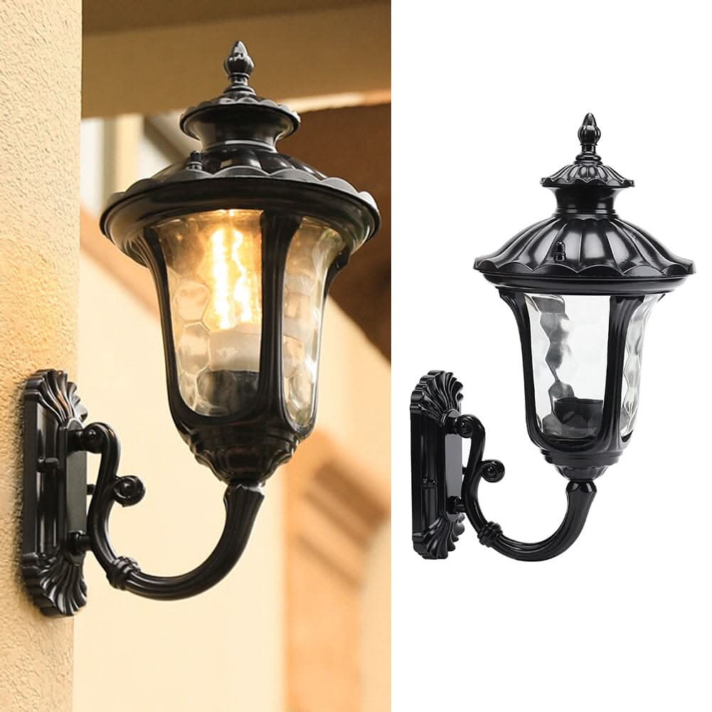 Traditional Textured Black Outdoor Wall Lantern