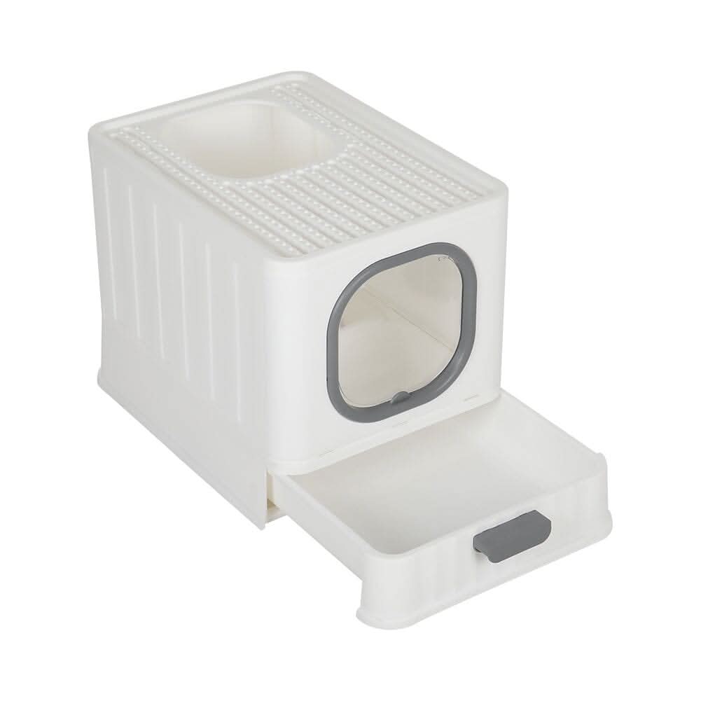 Enclosed Folding Cat Litter Box Toilet with Scoop