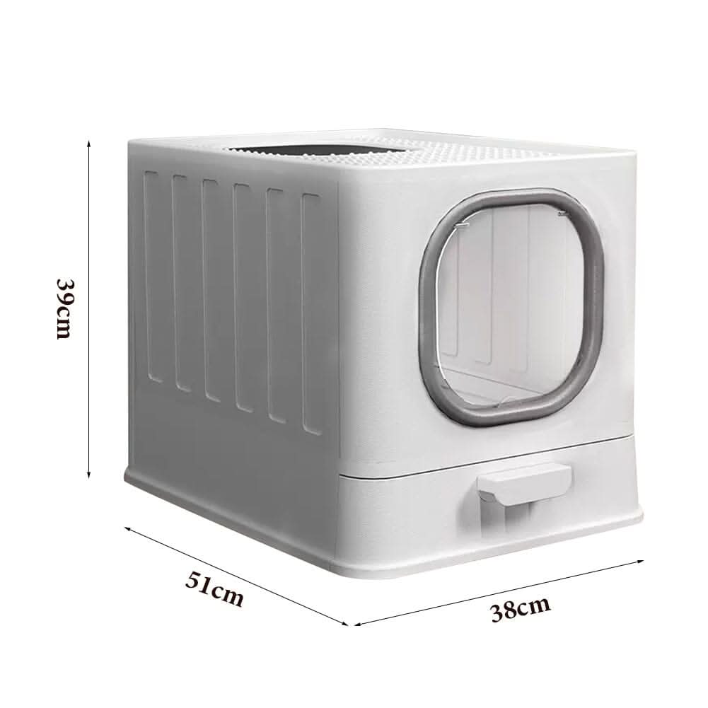 Enclosed Folding Cat Litter Box Toilet with Scoop