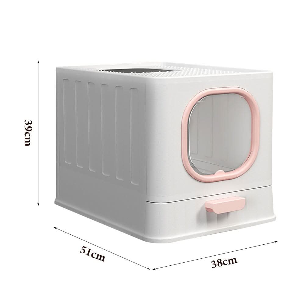 Enclosed Folding Cat Litter Box Toilet with Scoop