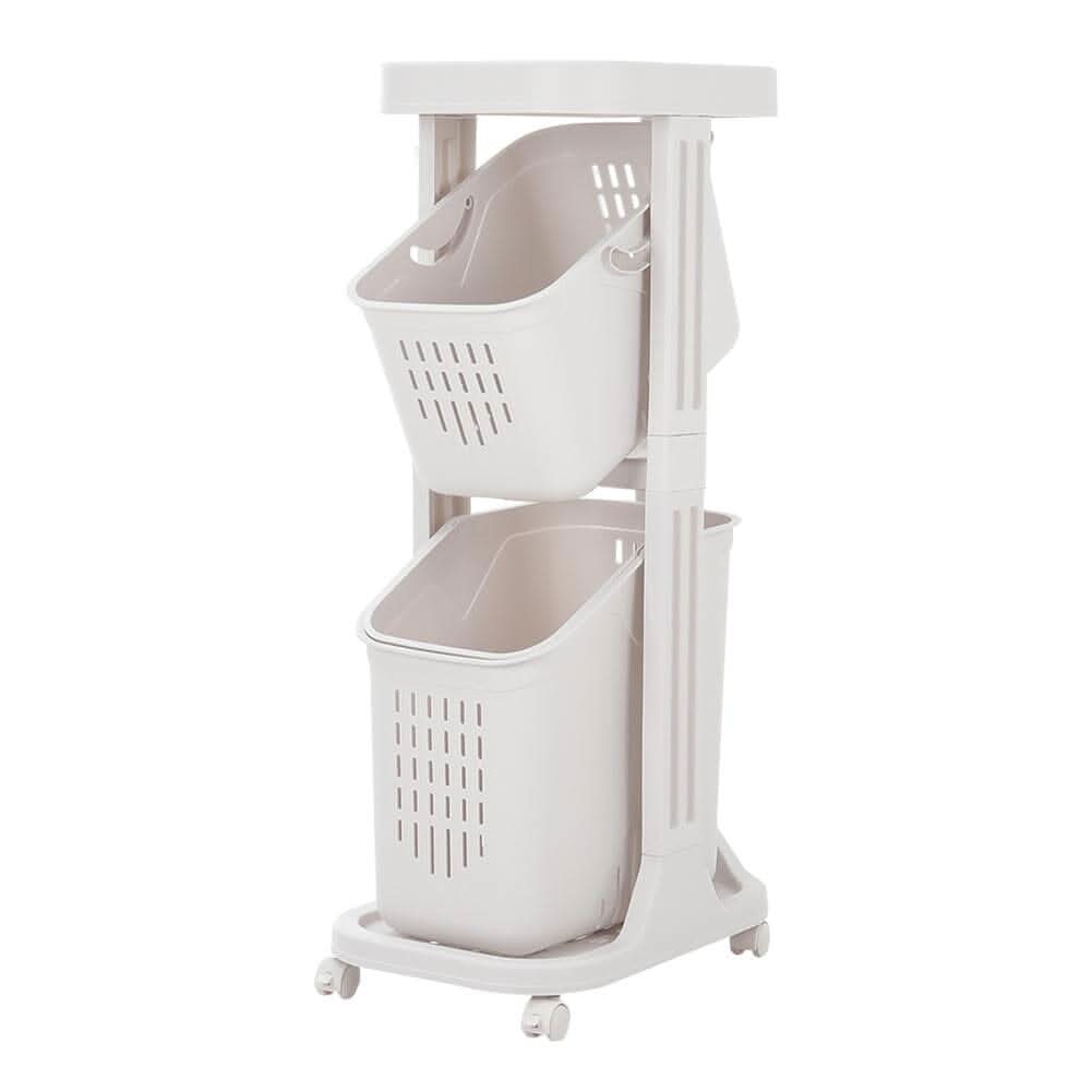 Ivory White 3-Tier Slim Rolling Laundry Hamper And Storage Cart