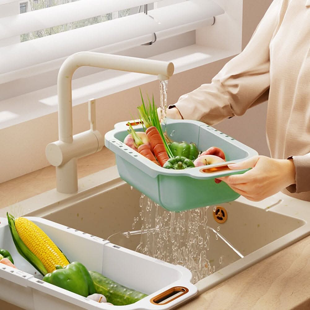 Arctic White Double-Layer Retractable Drain Basket PP PET Material