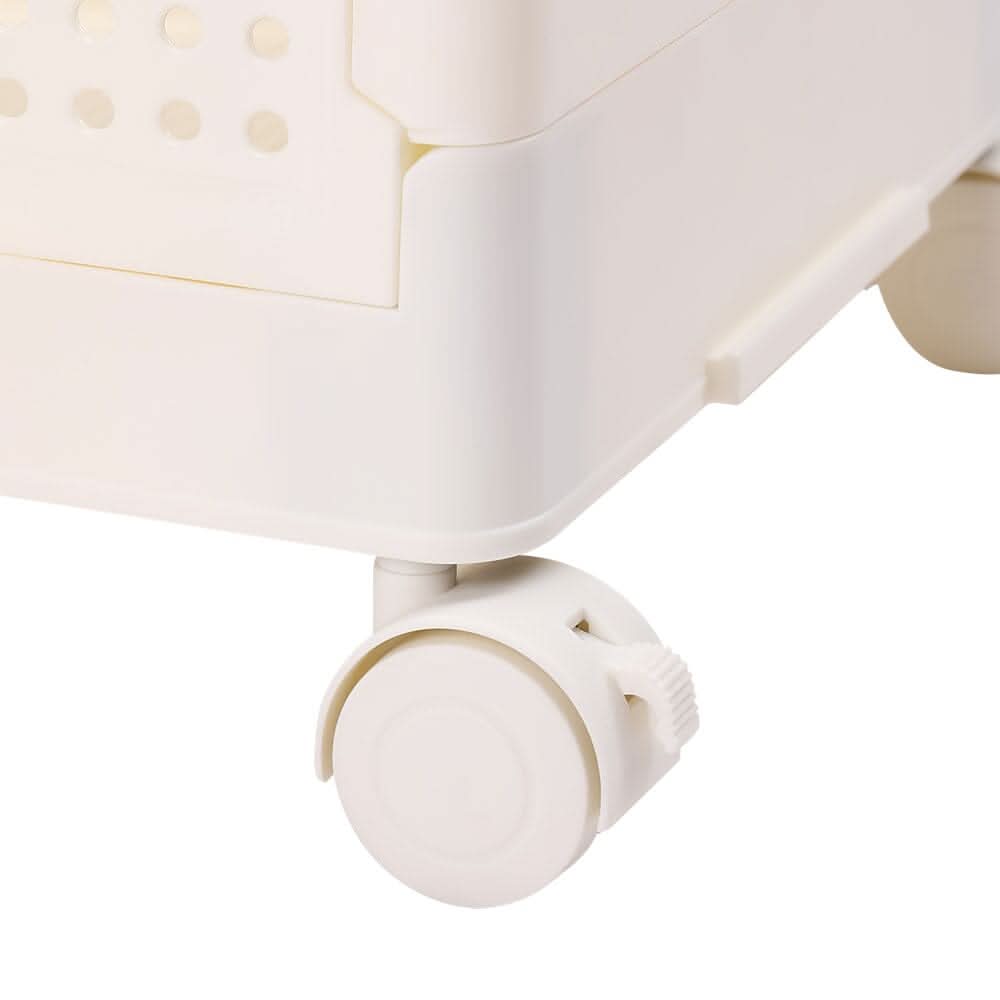 Cream White 2-Tier PP Rolling Storage Cart